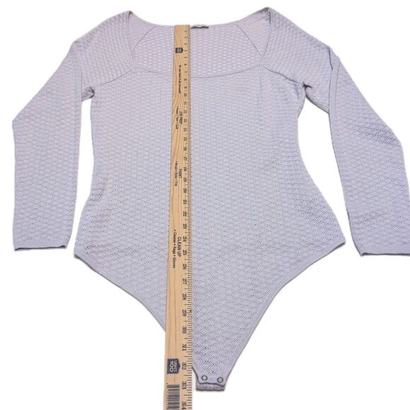 Abercrombie & Fitch Pointelle Square Neck Thong Bodysuit Women's XL Lavender NEW - Picture 4 of 15